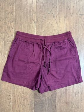 Gap 100% Cotton Women's Drawstring Pocket Shorts - Burgundy